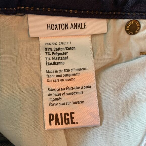 Paige | Hoxton Ankle Skinny Jeans Frayed Hem Medium Wash Wiskering Size 26" - Picture 8 of 9